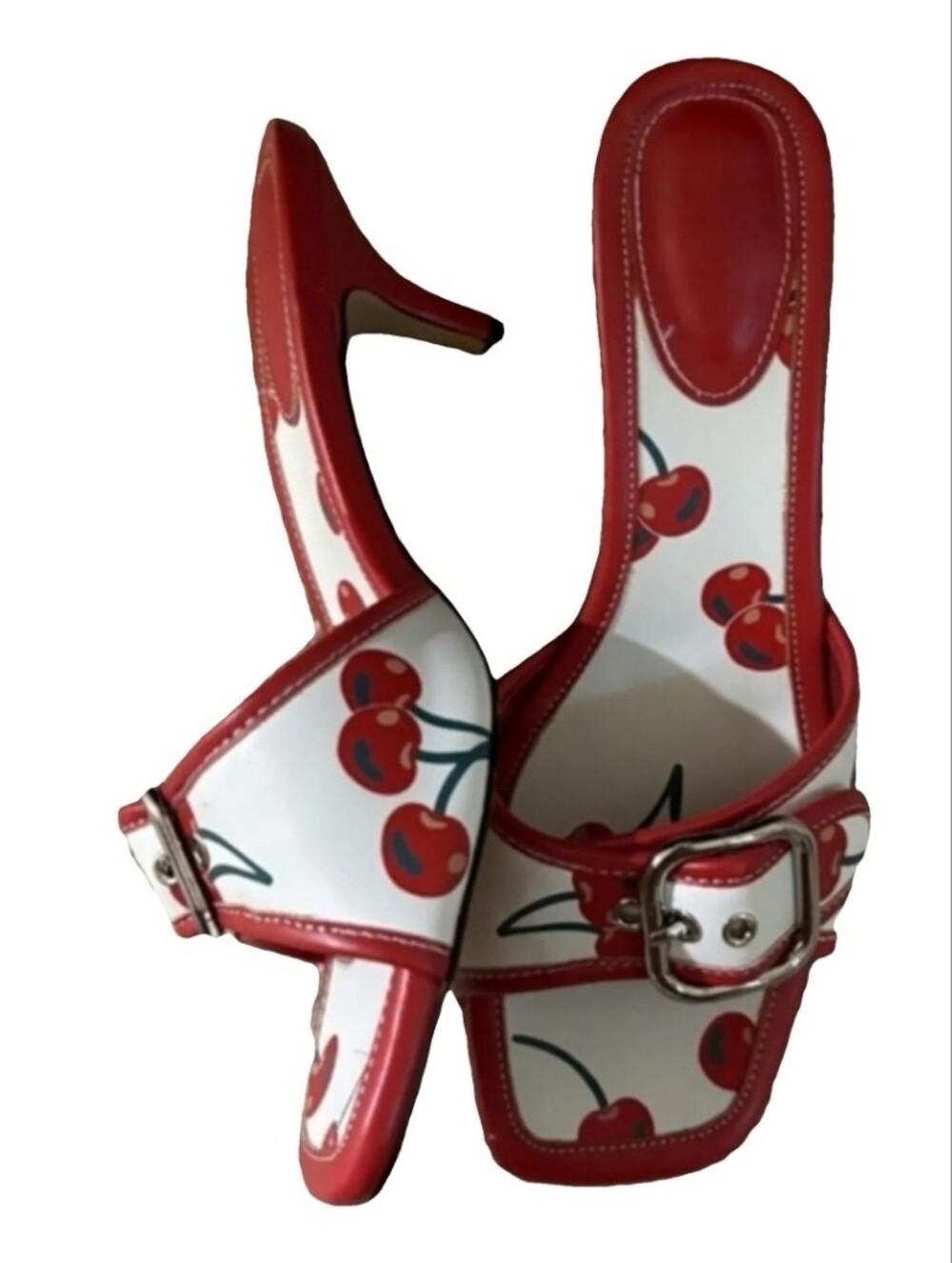 NWT Cherry Kitten Heel Sandals. Womens Size 9. Heel height is 2.3 inches.